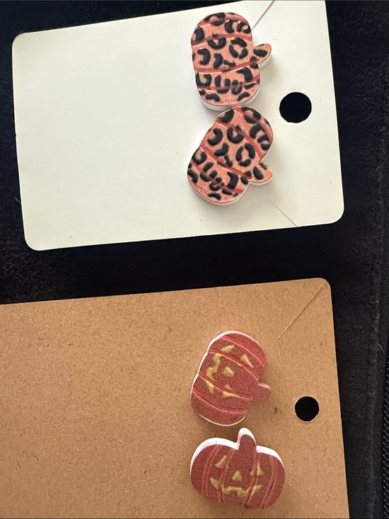 Source Unknown Jewelry - Source Unknown Pink Leopard Print & Orange Pumpkin Kids Stud Earrings